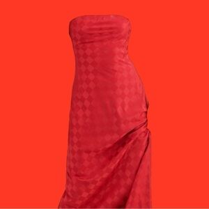 Show Me Your MuMu Strapless Red Dress